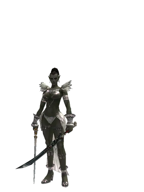 Raid Sword*Samurai Long Sword on a female Orc mystic, front view