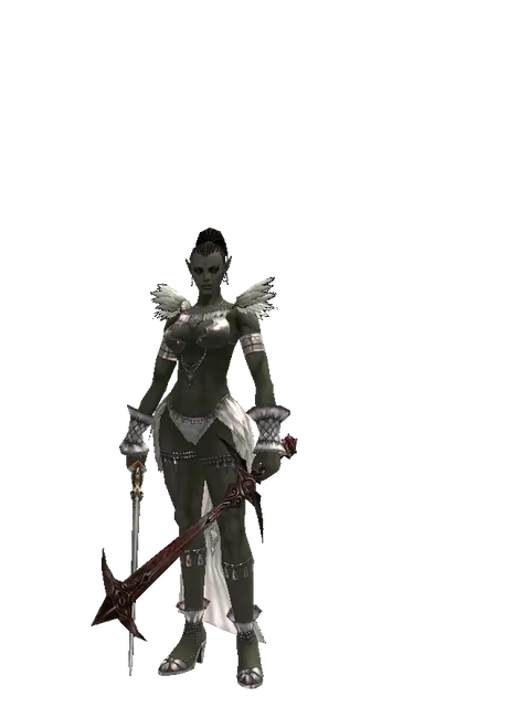 Raid Sword*Sword of Nightmare on a female Orc mystic, front view