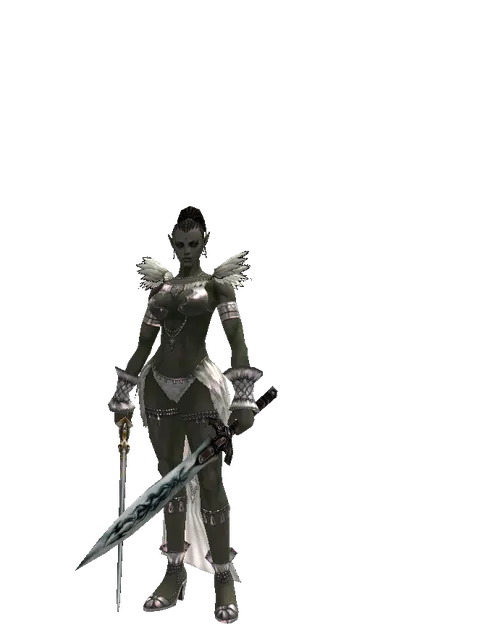 Raid Sword*Tsurugi on a female Orc mystic, front view