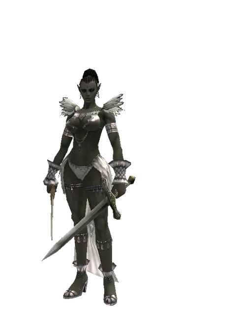 Saber*Artisan's Sword on a female Orc mystic, front view