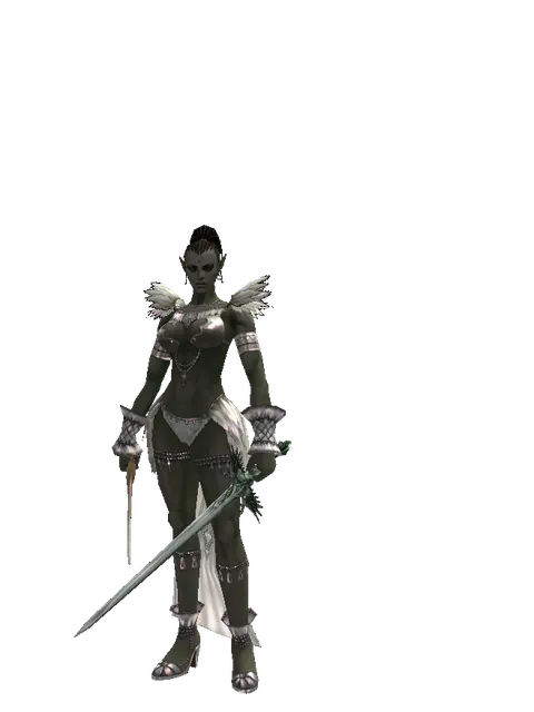 Saber*Elven Long Sword on a female Orc mystic, front view