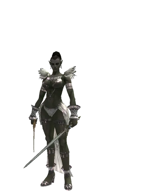 Saber*Elven Sword on a female Orc mystic, front view