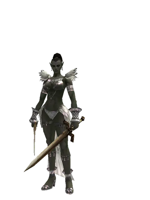 Saber*Spinebone Sword on a female Orc mystic, front view