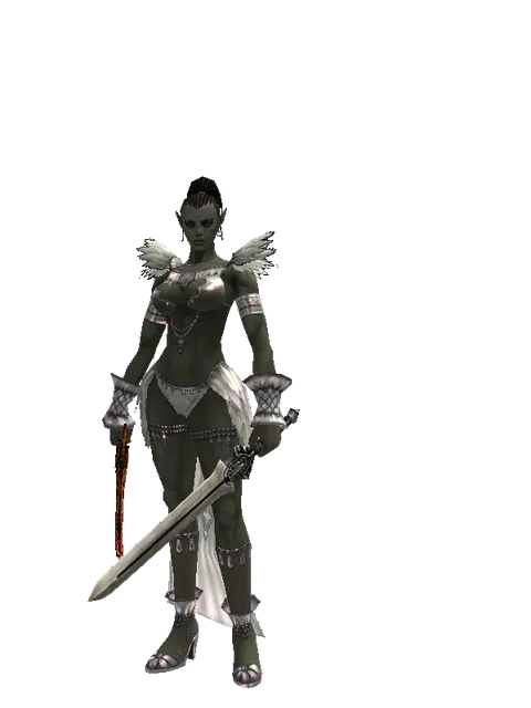 Shamshir*Spirit Sword on a female Orc mystic, front view