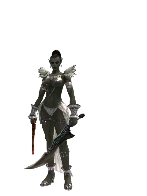 Shamshir*Sword of Limit on a female Orc mystic, front view