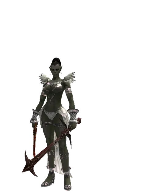 Shamshir*Sword of Nightmare on a female Orc mystic, front view
