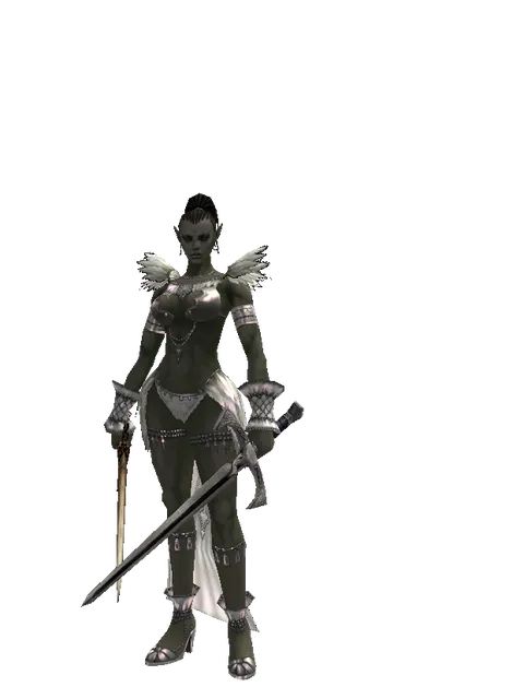 Spinebone Sword*Sword of Revolution on a female Orc mystic, front view