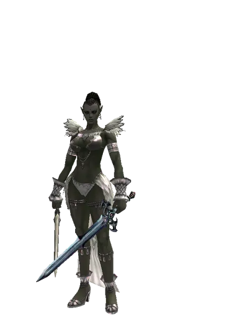 Spirit Sword*Caliburs on a female Orc mystic, front view
