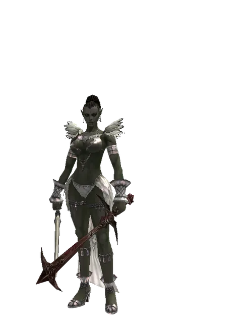 Spirit Sword*Sword of Nightmare on a female Orc mystic, front view