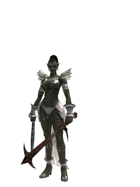 Sword of Limit*Sword of Nightmare on a female Orc mystic, front view