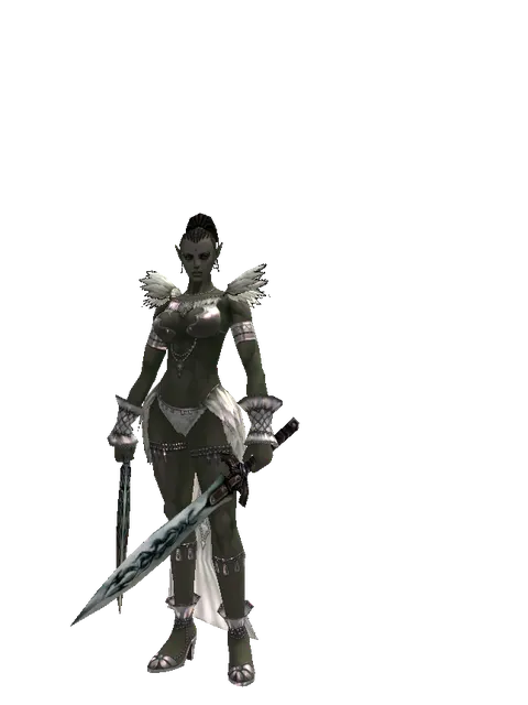 Sword of Limit*Tsurugi on a female Orc mystic, front view