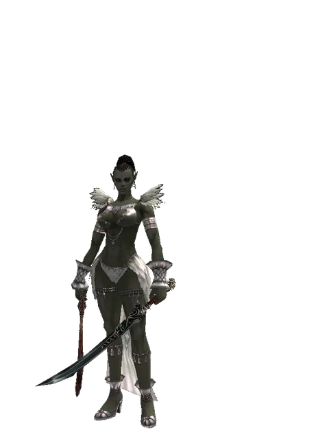 Sword of Nightmare*Samurai Long Sword on a female Orc mystic, front view