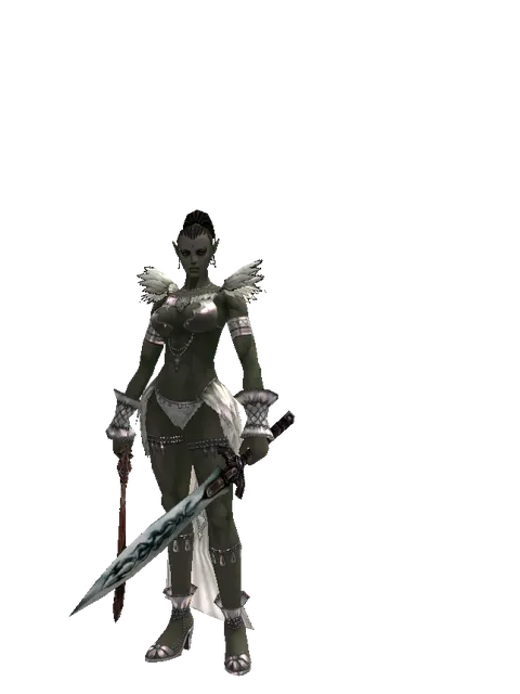 Sword of Nightmare*Tsurugi on a female Orc mystic, front view