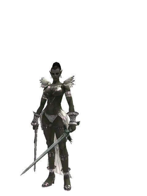 Sword of Revolution*Elven Long Sword on a female Orc mystic, front view