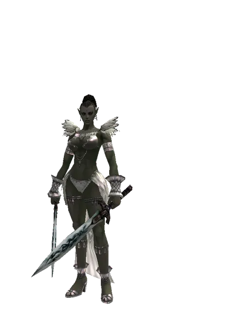 Tsurugi*Tsurugi on a female Orc mystic, front view