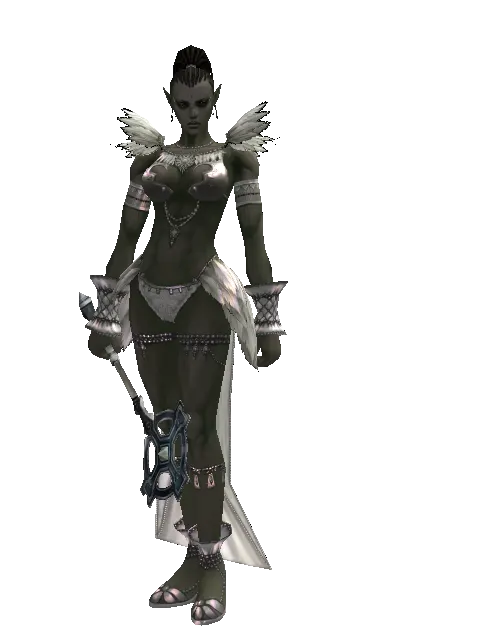 Crucifix of Blessing on a female Orc mystic, front view
