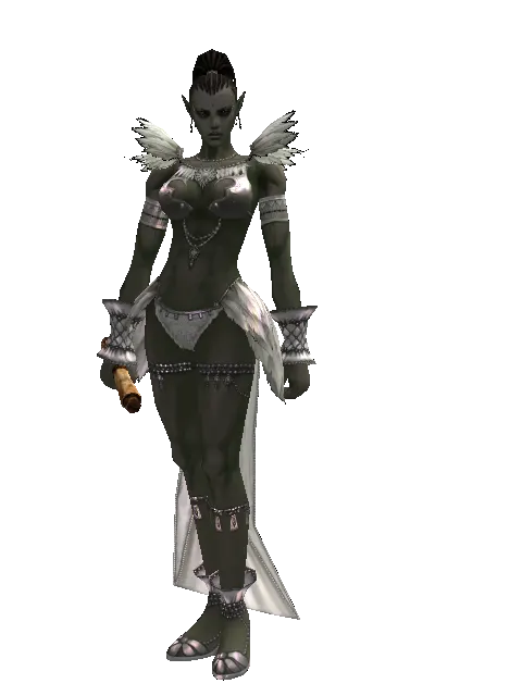 Scroll of Wisdom on a female Orc mystic, front view