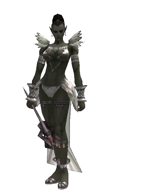Temptation of Abyss on a female Orc mystic, front view