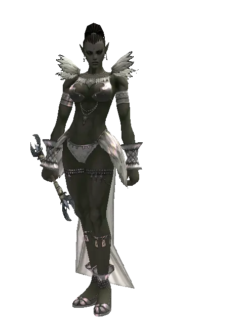 Traveler's Wand on a female Orc mystic, front view
