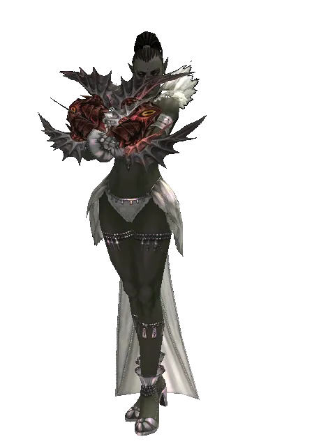 Demon Splinter on a female Orc mystic, front view