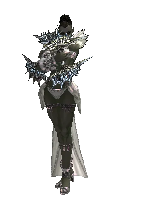 Dragon Grinder on a female Orc mystic, front view