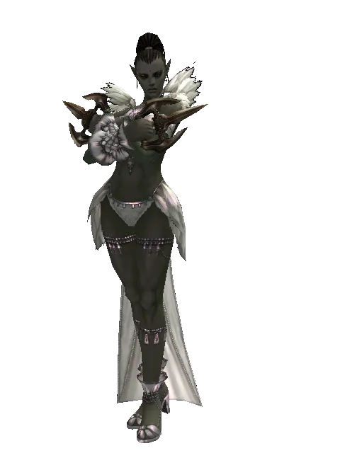Triple-Edged Jamadhr on a female Orc mystic, front view
