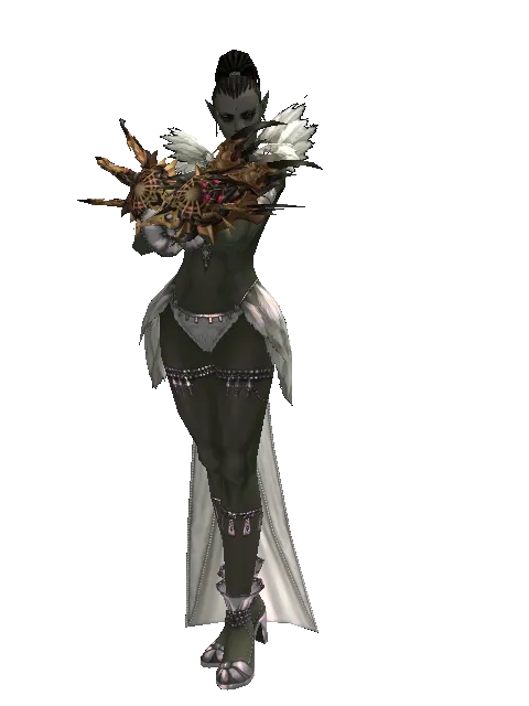 Vesper Fists on a female Orc mystic, front view