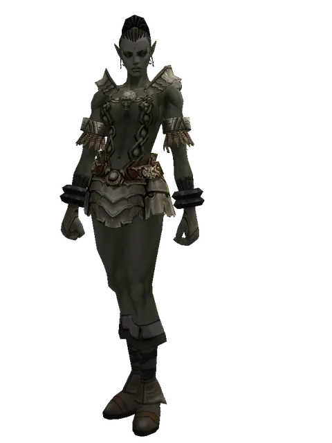 Blast Plate (heavy armor) on a female Orc mystic, front view