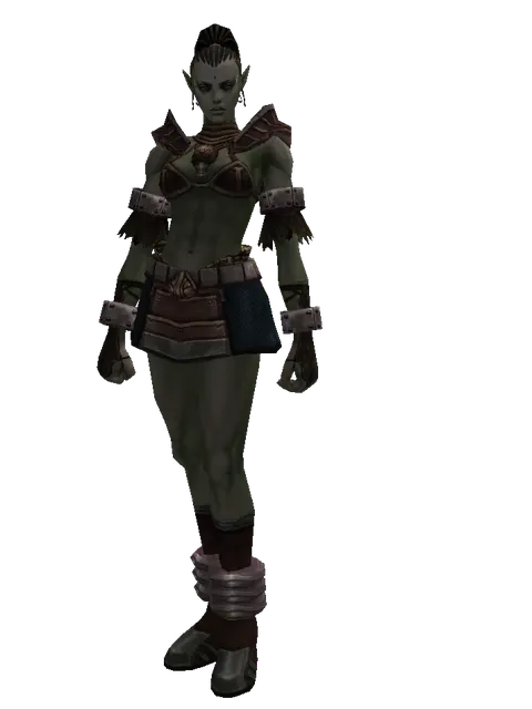 Brigandine Set on a female Orc mystic, front view