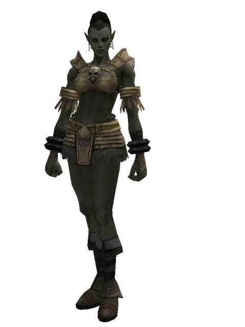 Bronze (heavy armor) on a female Orc mystic, front view