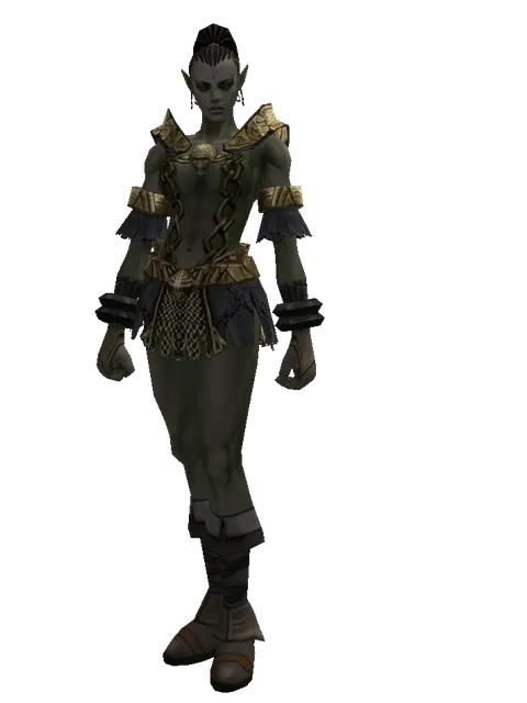 Compound Scale (heavy armor) on a female Orc mystic, front view