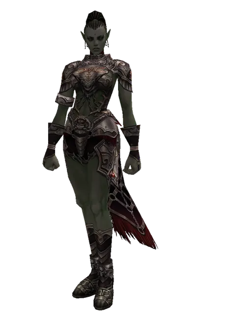 Doom Plate Set on a female Orc mystic, front view