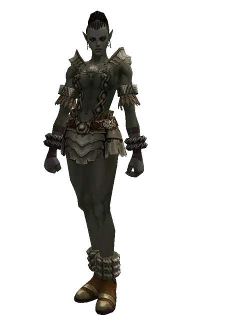 Dream (heavy armor) on a female Orc mystic, front view