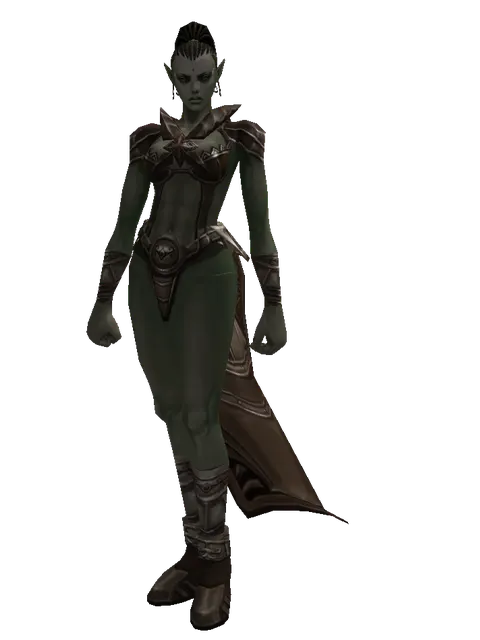 Dwarven Chain (heavy armor) on a female Orc mystic, front view