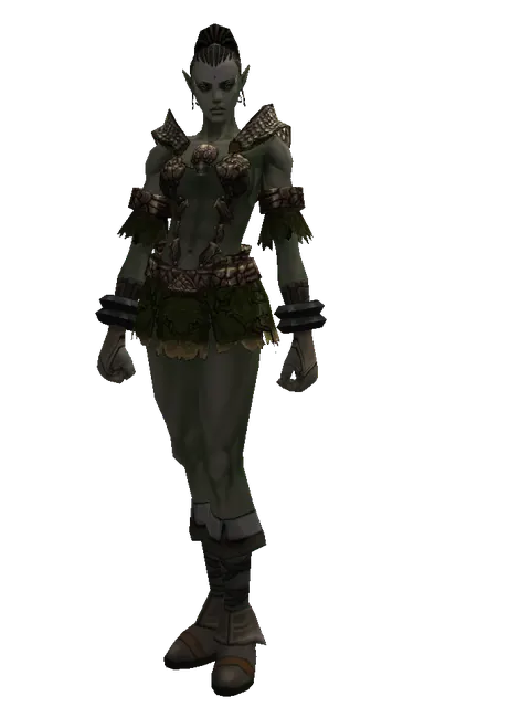 Dwarven Scale (heavy armor) on a female Orc mystic, front view