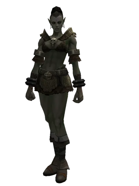 Scale (heavy armor) on a female Orc mystic, front view