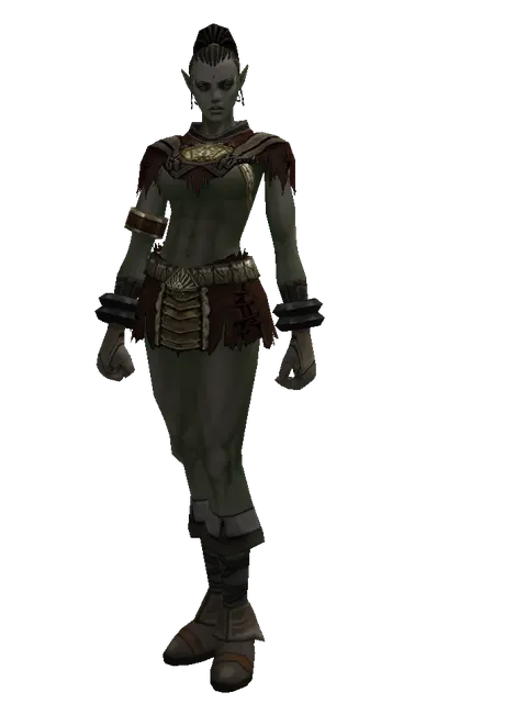 Banded Mithril (light armor) on a female Orc mystic, front view