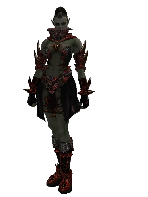 Draconic Leather Set on a female Orc mystic, front view
