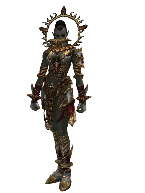 Dynasty Leather Set on a female Orc mystic, front view