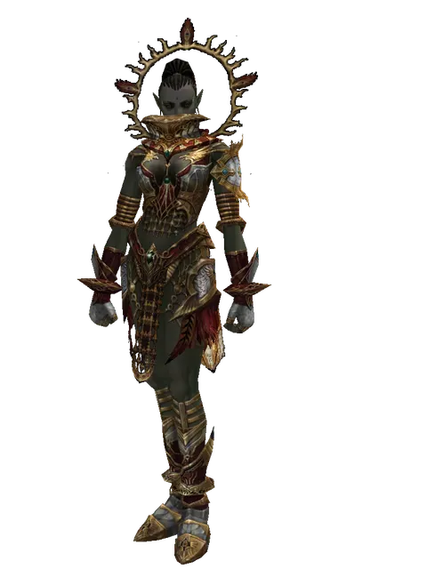 Dynasty Leather Set on a female Orc mystic, front view