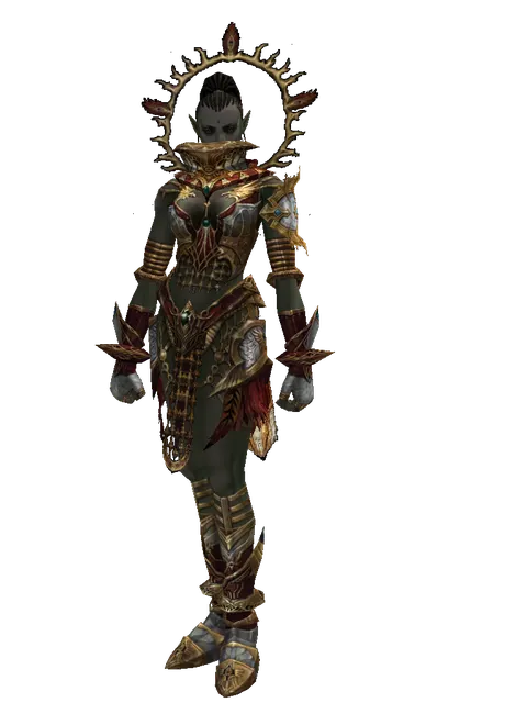 Dynasty Leather Set on a female Orc mystic, front view