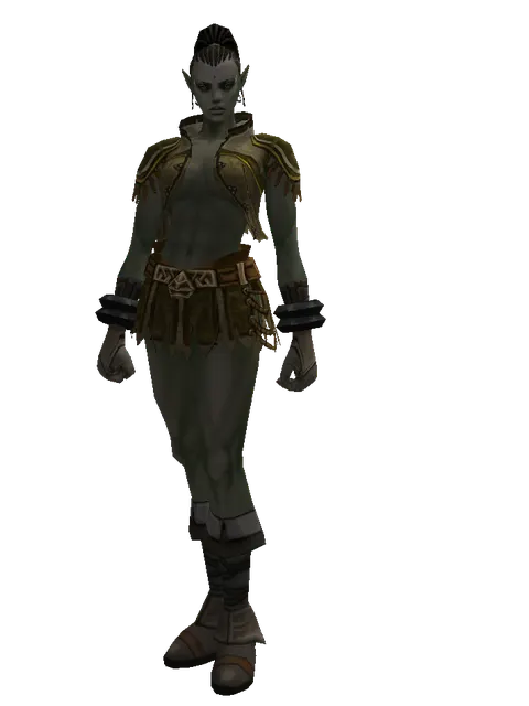 Hard Leather (light armor) on a female Orc mystic, front view