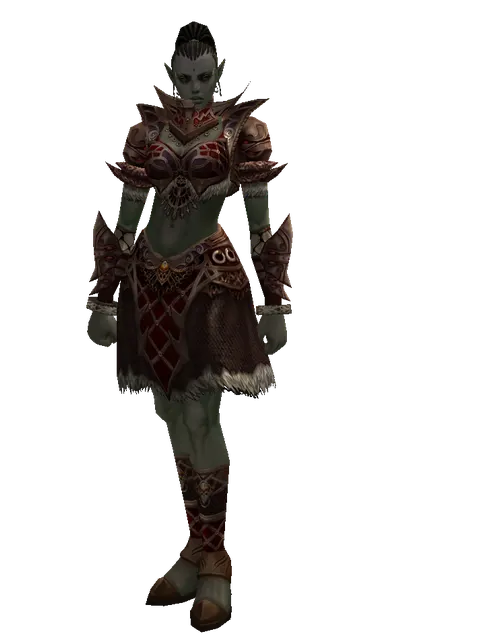 Leather Set of Nightmare on a female Orc mystic, front view