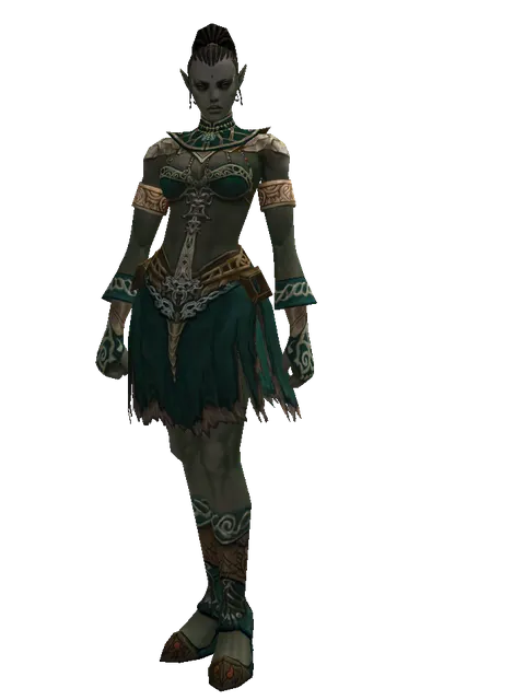 Plated Leather Set on a female Orc mystic, front view