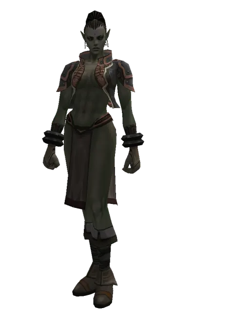 Wooden Set on a female Orc mystic, front view
