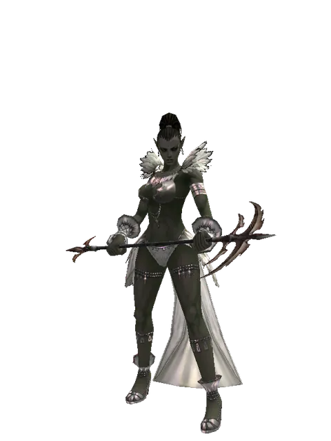 Body Slasher on a female Orc mystic, front view