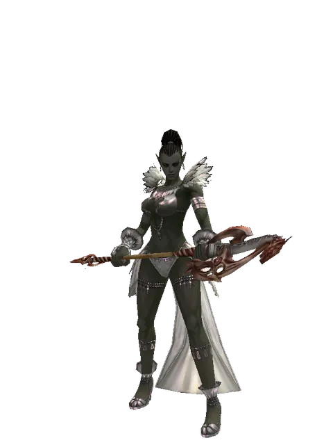 Dragon Claw Axe on a female Orc mystic, front view