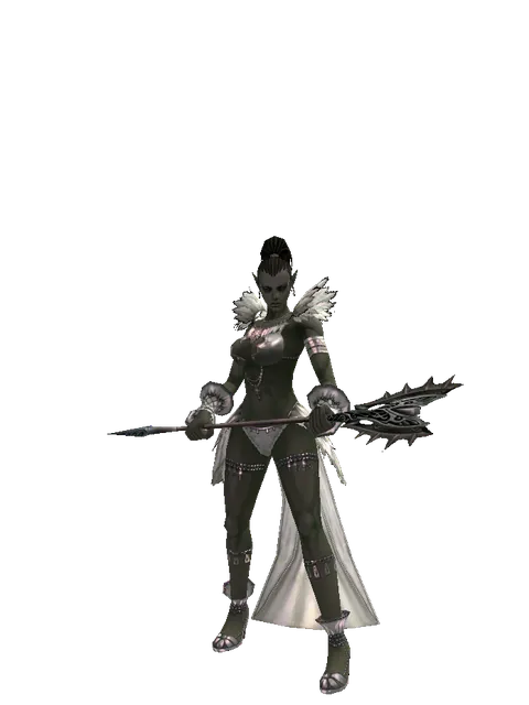 Dwarven Pike on a female Orc mystic, front view