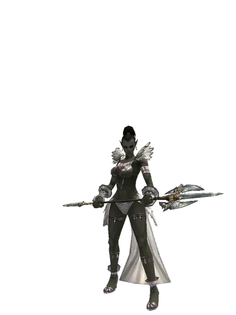Dynasty Halberd on a female Orc mystic, front view