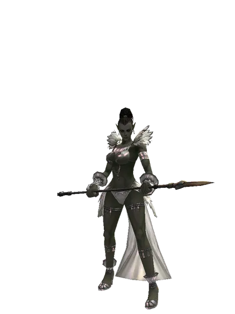 Enhanced Spear of Silenos on a female Orc mystic, front view